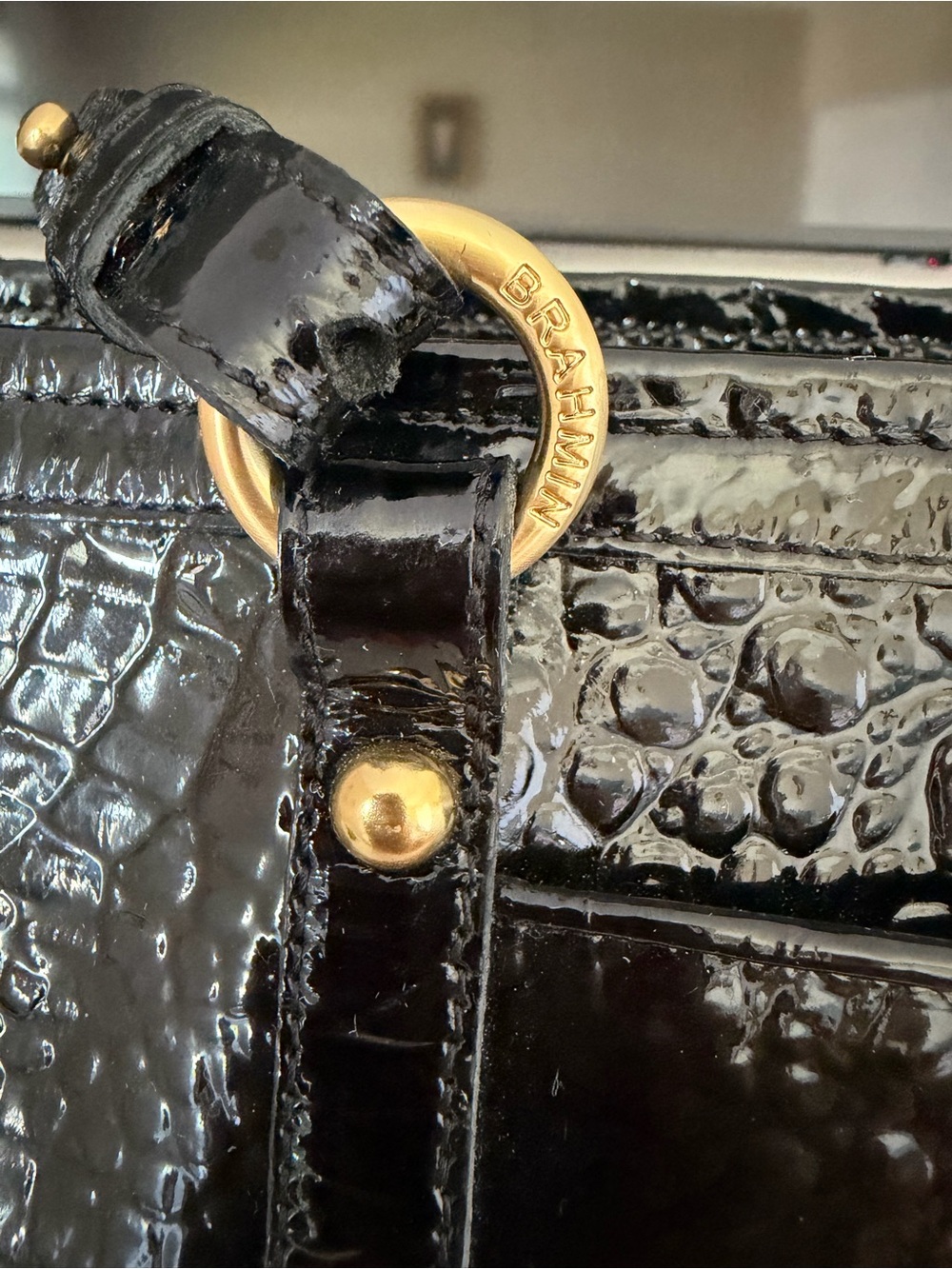 Brahmin Medium Asher Tote Black Croc Embossed Leather - Picture 3 of 11